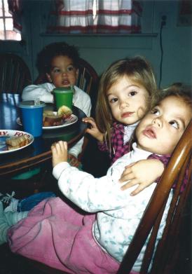 1989-12 belmar kitchen - Addie and Sib with Zeke (Large)